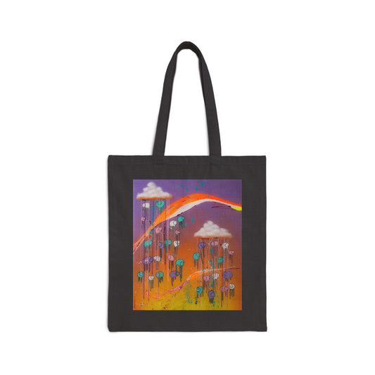 RAINING COWS "Purple Sunset with a Yellow Twist" Tote Bag