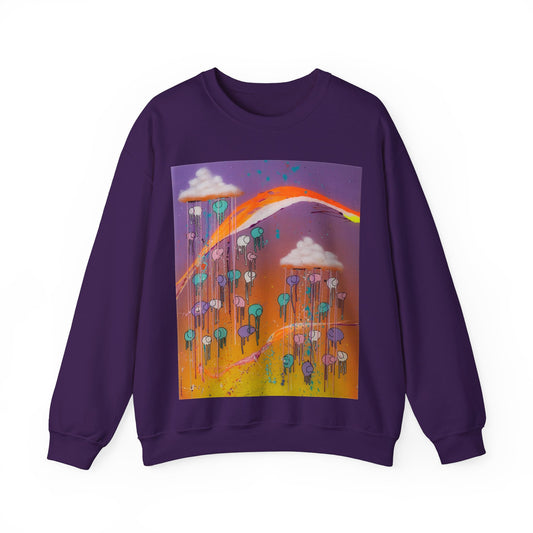 RAINING COWS "Purple Sunset with a Yellow Twist" Sweatshirt